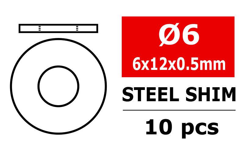 Team Corally - Metrische Unterlegscheiben aus Stahl - 6,0x12x0,5mm - 10 Stk