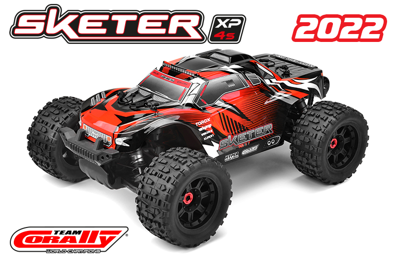 Team Corally - SKETER - XL4S Monster Truck EP - RTR + 1 x Rc-Kiste 50C - 5000MAH - 4S - 14,8V - XT-90 - Semi-Soft Case " FREIE STECKERWAHL"