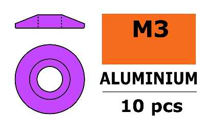 Revtec - Aluminium Unterlegscheibe - für M3 Linsenkopfschrauben - AD=15mm - Violett - 10 St