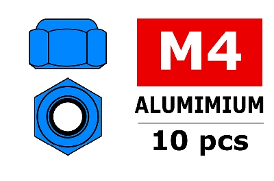 Team Corally - Aluminium Sechskantmutter Selbstsichernd - M4 - Blau - 10 St