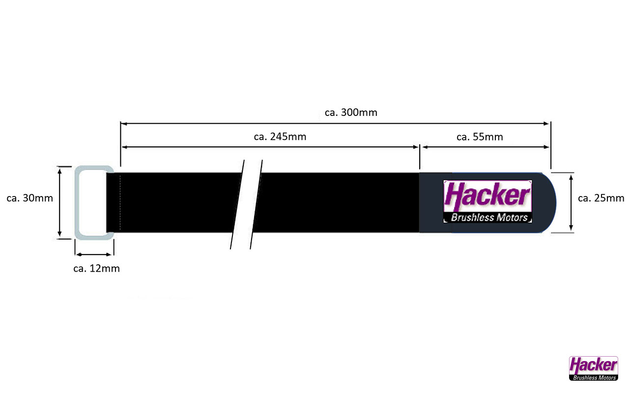 Hacker Klettband-Gurt gummiert 25x300mm 1 stück
