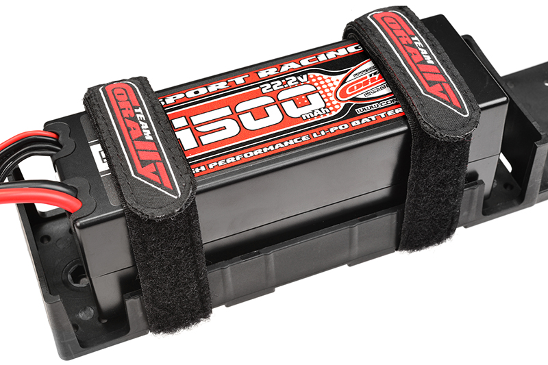 Team Corally - Pro Battery Straps - 250x20mm - Metallschnalle - Silikon-Anti-Rutsch-Strings - Schwarz - 2 Stk