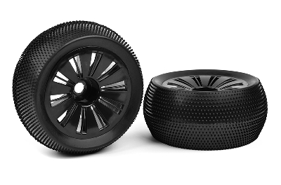 Team Corally - Off-Road 1/8 Truggy Tires - Glued on Black Rims - 1 pair