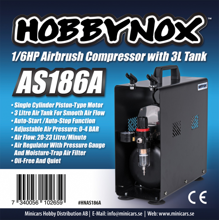 Airbrush Kompressor 1/6PS mit 3L Tank (0-4BAR)